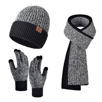 Men Women Winter Beanie Hats Scarf with Touchscreen Gloves Warm Knit Themal Gloves Long Scarf Set with Fleece Lined