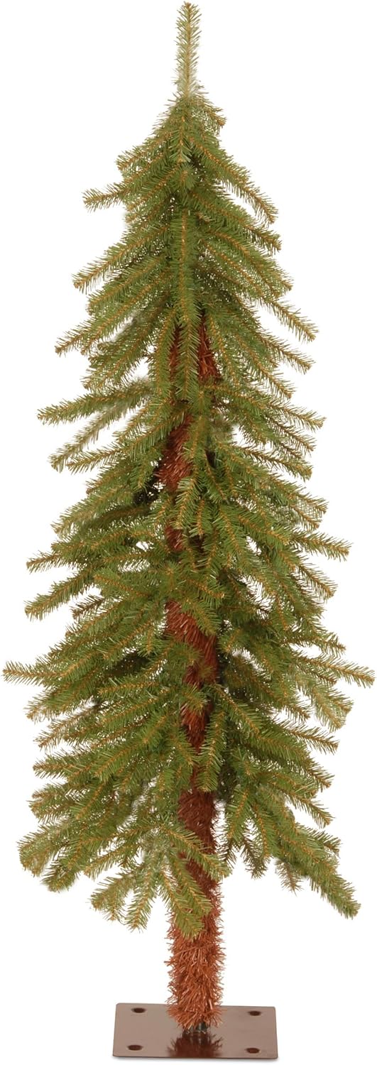 National Tree Company 4 ft Unlit Hickory Cedar Mini Artificial Christmas Tree, 225 Tips, Metal Plate Base, Green