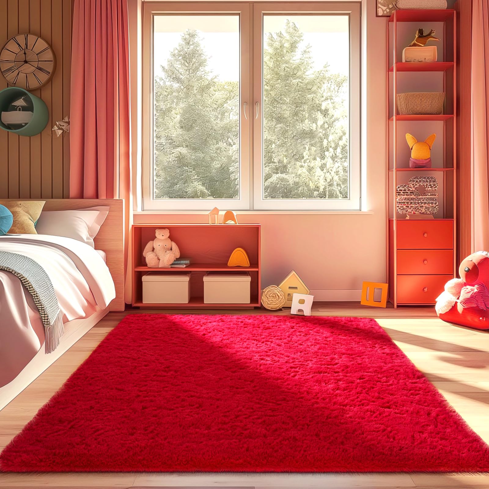 Ophanie Area Rugs for Bedroom Living Room, Grey Fluffy Fuzzy Shag Shaggy Soft Plush Carpet, 4x6 Indoor Floor Gray Rug for Kids Home Dorm Decor Aesthetic
