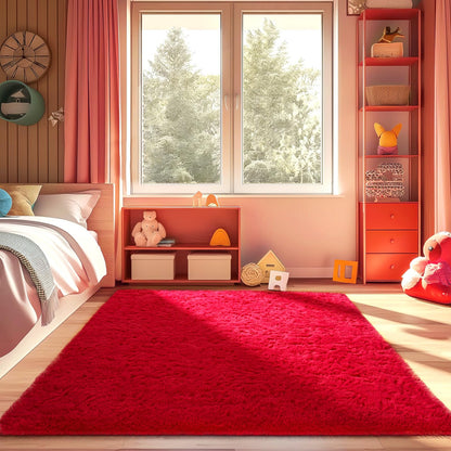Ophanie Area Rugs for Bedroom Living Room, Grey Fluffy Fuzzy Shag Shaggy Soft Plush Carpet, 4x6 Indoor Floor Gray Rug for Kids Home Dorm Decor Aesthetic