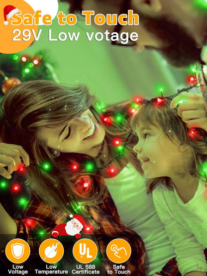 500 LED 164 FT Christmas Lights, Waterproof Outdoor String Lights with Remote and Timer, Christmas Tree Lights with 8 Modes Dimmable, Fairy Lights for Holiday Decor (Red and Green)