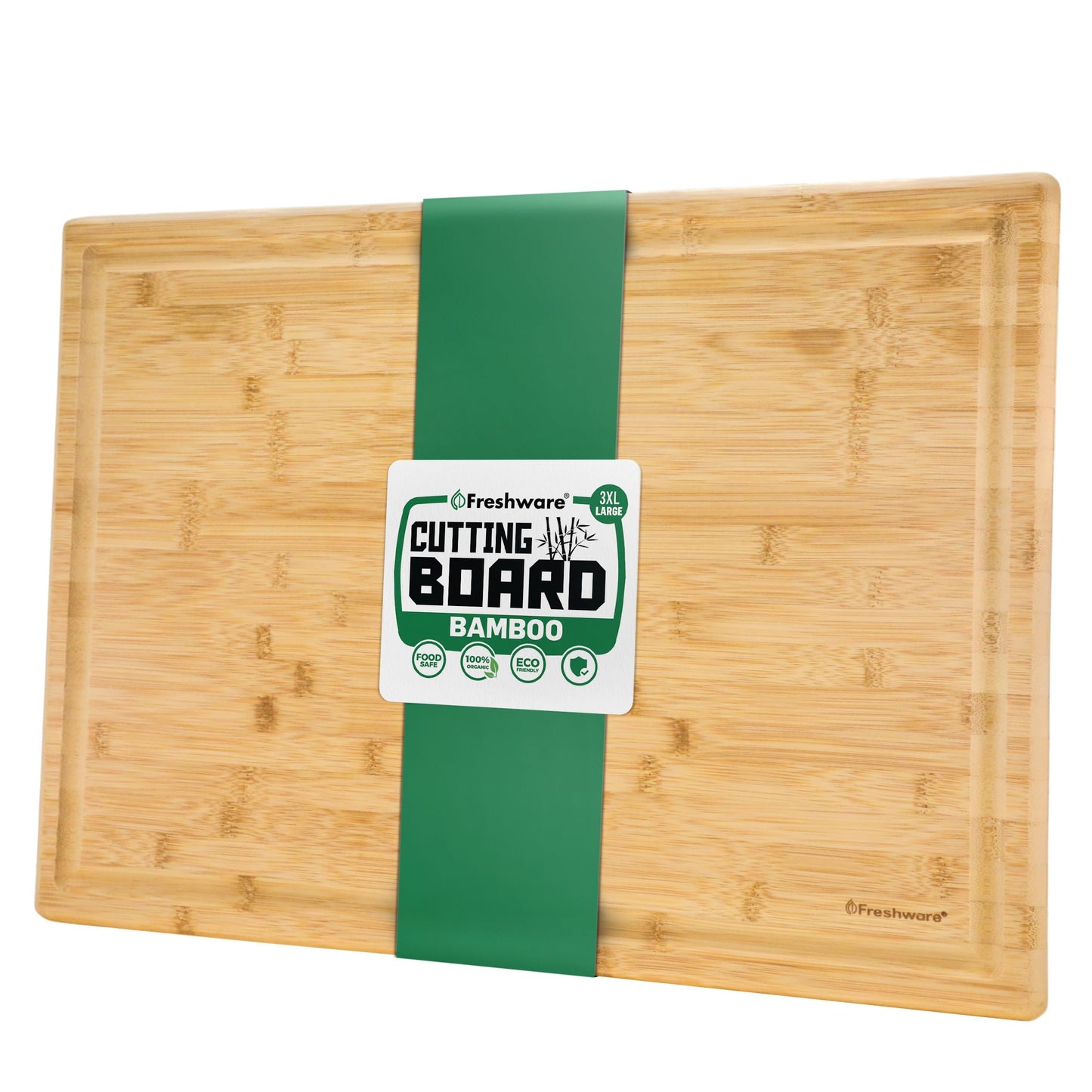 Bamboo Cutting Boards for Kitchen [Set of 3] Wood Cutting Board for Chopping Meat, Vegetables, Fruits, Cheese, Knife Friendly Serving Tray with Handles