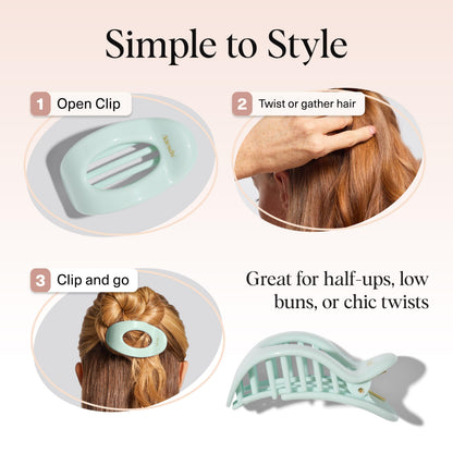 Kitsch Medium Flat Claw Clips for Women - Stylish Flat Hair Clips, Strong Hold for Thick & Fine Hair | Non-Slip for Secure, Comfortable All-Day Wear | Ideal Gifts for Women - Tortoise Design