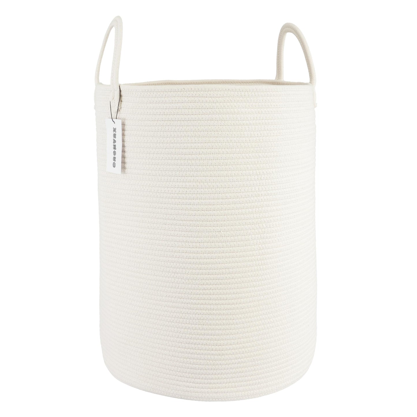 Cotton Rope Laundry Basket Hamper for Girls Kids Baby Nursery Hamper Bin Woven Storage Basket for Living Room Girls room Boho Tall Rope Baskets for Blanket Toys Large light pink