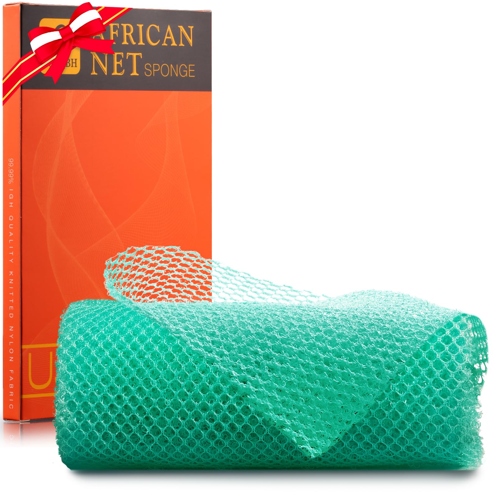 UJFQBH 3 Pieces African Bath Sponge African Net Long Net Bath Sponge Exfoliating Shower Body Scrubber Back Scrubber Skin Smoother,Great for Daily Use (Pink,Yellow,Purple)