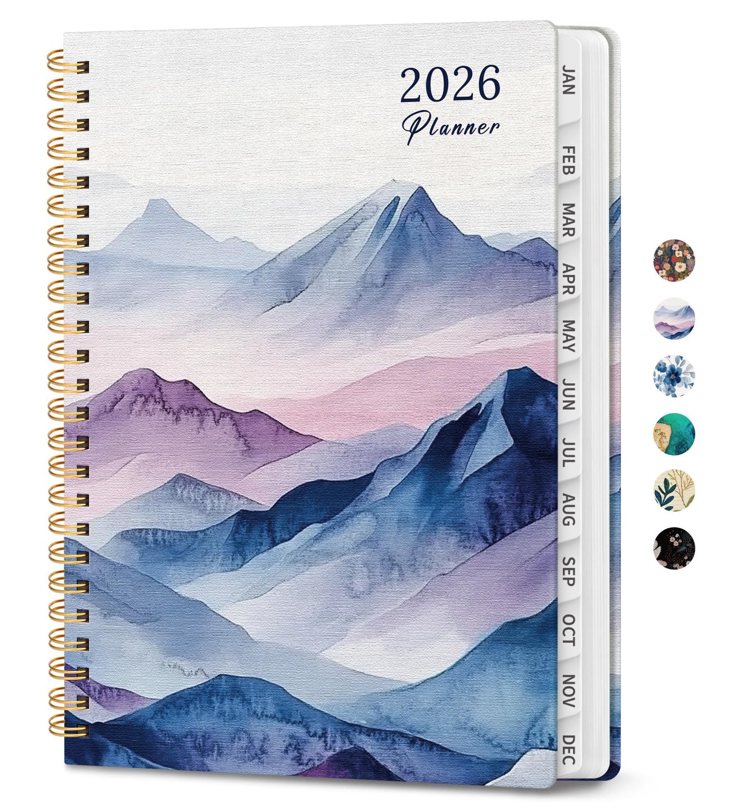 Hardcover 2026 Planner, Weekly and Monthly Calendar, Jan - Dec 2026 Planner Book with Tabs for Women, Inner Pocket, Spiral Bound, Perfect for Office/Home/School Supplies, Petals, A5, 6.3" x 8.5"
