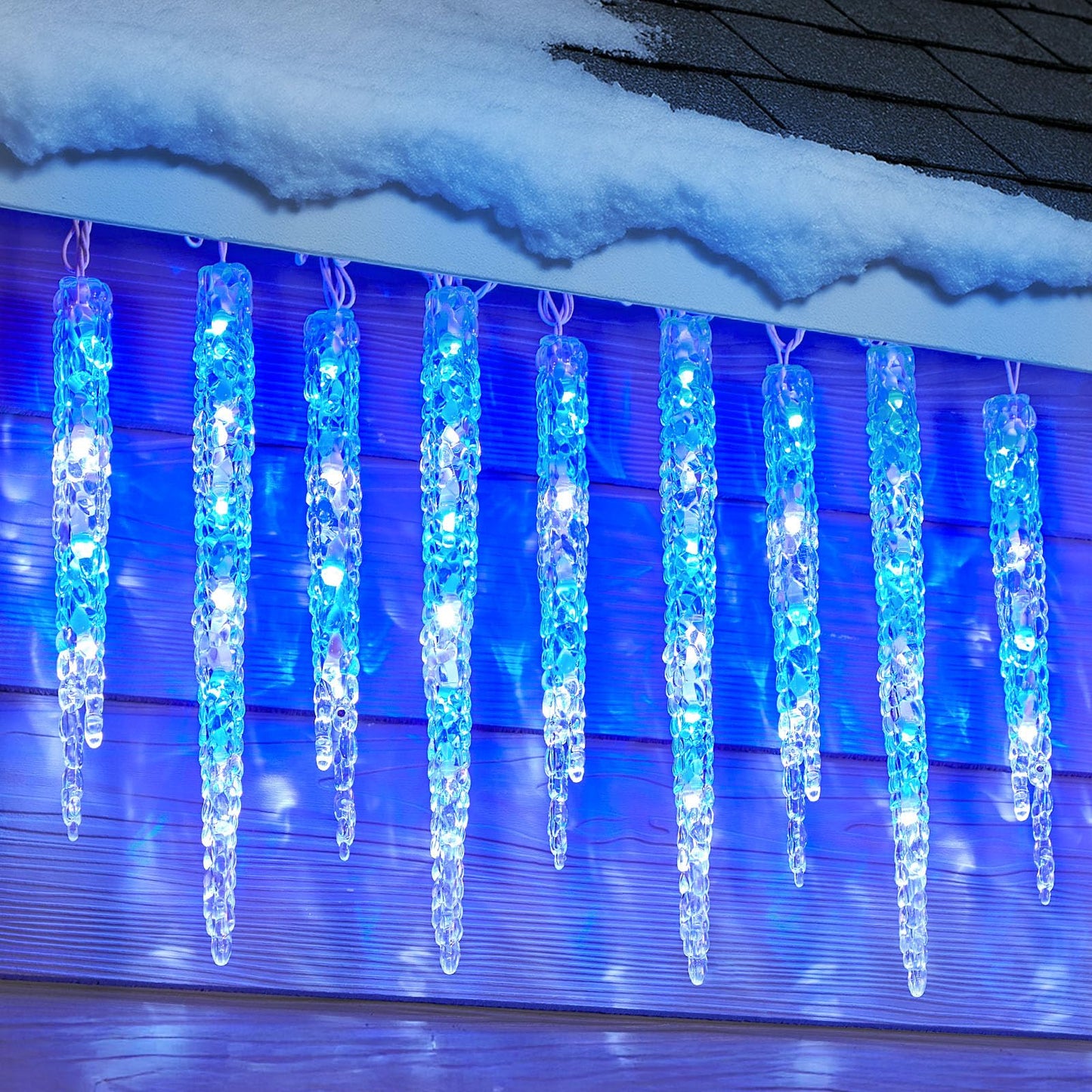 Minetom Icicle Lights Outdoor with Clips, 20ft 100 LED 20 Tubes Twinkling White Christmas String Lights, Connectable Waterproof Hanging Icicle String Light Plug in for Eave Holiday Outdoor