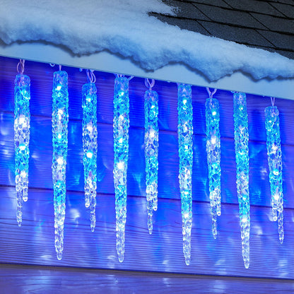 Minetom Icicle Lights Outdoor with Clips, 20ft 100 LED 20 Tubes Twinkling White Christmas String Lights, Connectable Waterproof Hanging Icicle String Light Plug in for Eave Holiday Outdoor