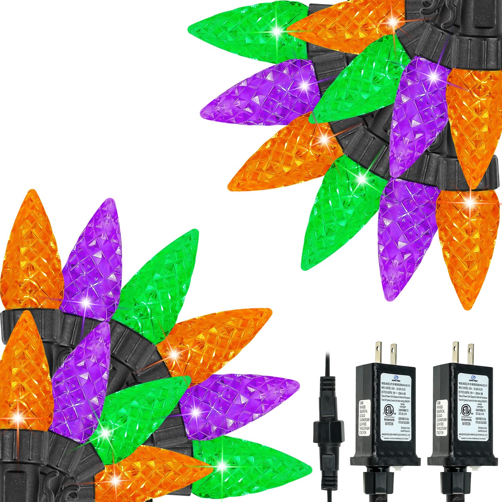 2 Pack C6 Christmas Lights Outdoor Indoor, Total 200 LED 66 FT Connectable Christmas String Lights with Timer & 13 Modes, Waterproof Twinkle Light for Xmas Tree Party Wedding Decorations (Multicolor)