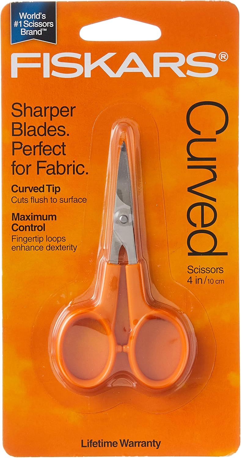 Fiskars 98087097J Curved Craft Scissors, 4 Inch, steel and orange