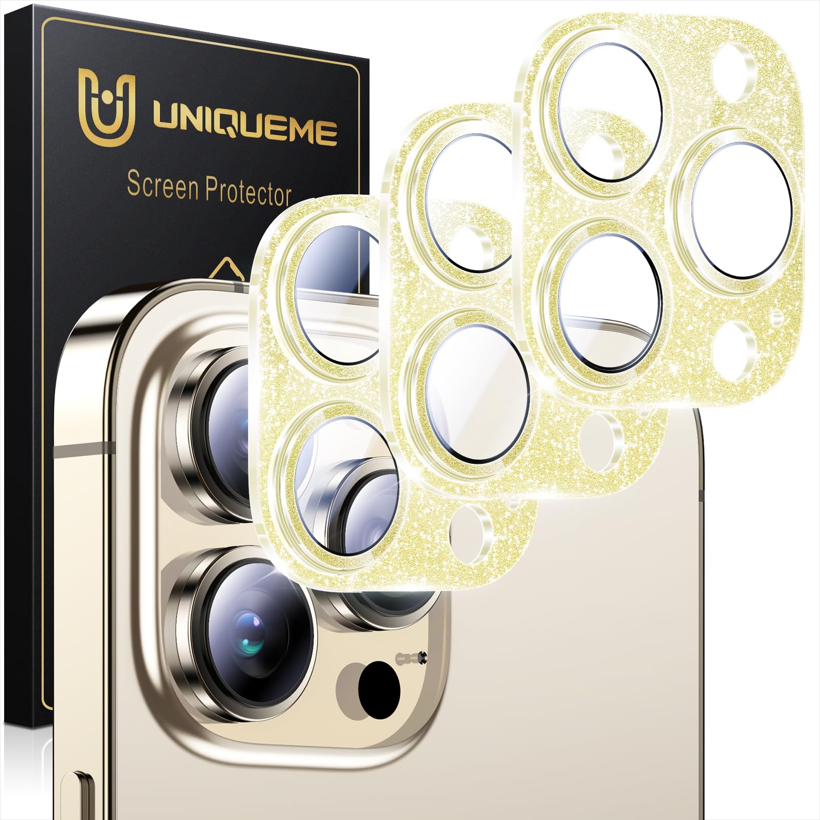 UniqueMe Compatible for 3 Pack iPhone 17 Pro Camera Lens Protector - [Drop Protection] 9H Tempered Glass Camera Cover Screen [Update New Version]【Not for 17 Pro Max】