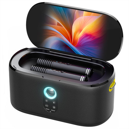 Ikarao Portable Karaoke Machine for Adults, Built-in Lyrics Display and Screen, 2 Self-Charging Wireless Microphones, Karaoke App, 140W Speaker, Connects to TV for Home Party Birthday Outdoor Camping