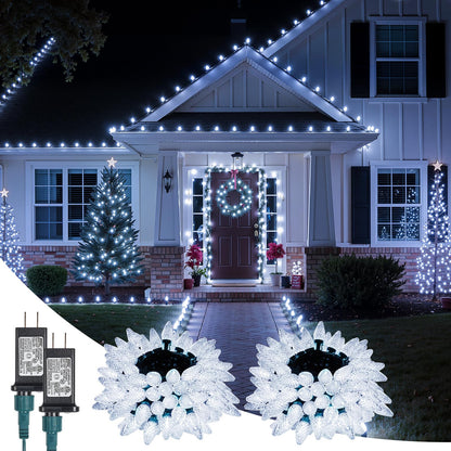 C9-Christmas-Lights-Outdoor,85FT 110LED String Lights with 8 Lighting Mode,Waterproof Connectable UL Certified Warm White C9-Led-Christmas-Light-Decorations for House Yard Patio Roof Garden Decor