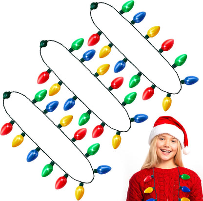 JOYIN Christmas LED Necklace, Light Up with 12 Bulb Necklace Christmas Light Up Accessories for Adults Kids Party Favors