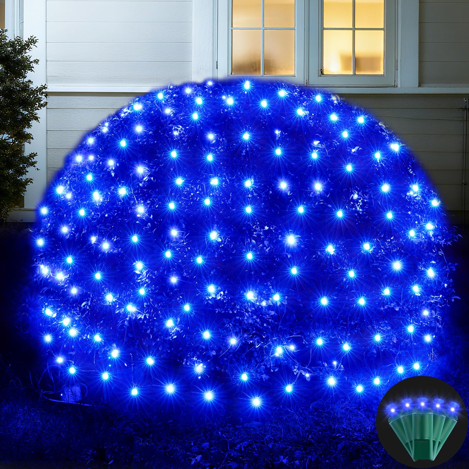Led Net Lights Christmas Lights Outdoor 200Leds 9ftx6ft Upgraded WarmWhite Christmas Net Lighting, Waterproof UL Listed Outdoor Indoor Large Mesh Net Light for Xmas Trees, Bushes, Shrubs Decorations
