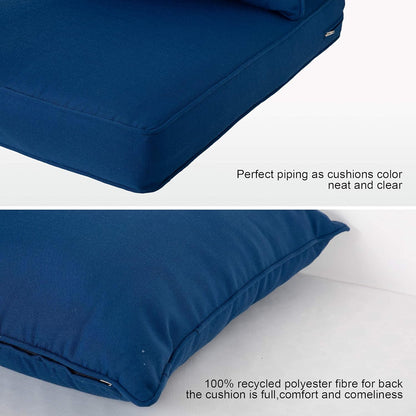 ARTPLAN Outdoor Deep Seating Cushions with Backrest Set, All-Weather Waterproof Patio Sofa Cushions for Sectionals, High-Resilience Foam Garden Furniture Cushion Cover,Classic Blue
