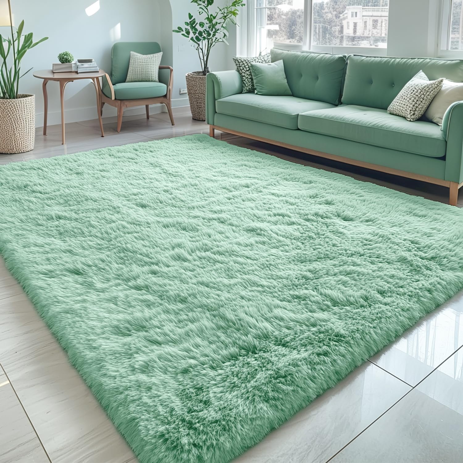 OLANLY Area Rugs for Living Room Bedroom, Machine Washable 4x5.9 ft Soft Fluffy Shaggy Bedside Rug, Indoor Floor Carpet for Kids Girls and Boys, Dorms, Nursery Rooms, Home Decor Aesthetic, Grey