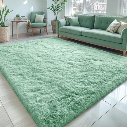 OLANLY Area Rugs for Living Room Bedroom, Machine Washable 4x5.9 ft Soft Fluffy Shaggy Bedside Rug, Indoor Floor Carpet for Kids Girls and Boys, Dorms, Nursery Rooms, Home Decor Aesthetic, Grey