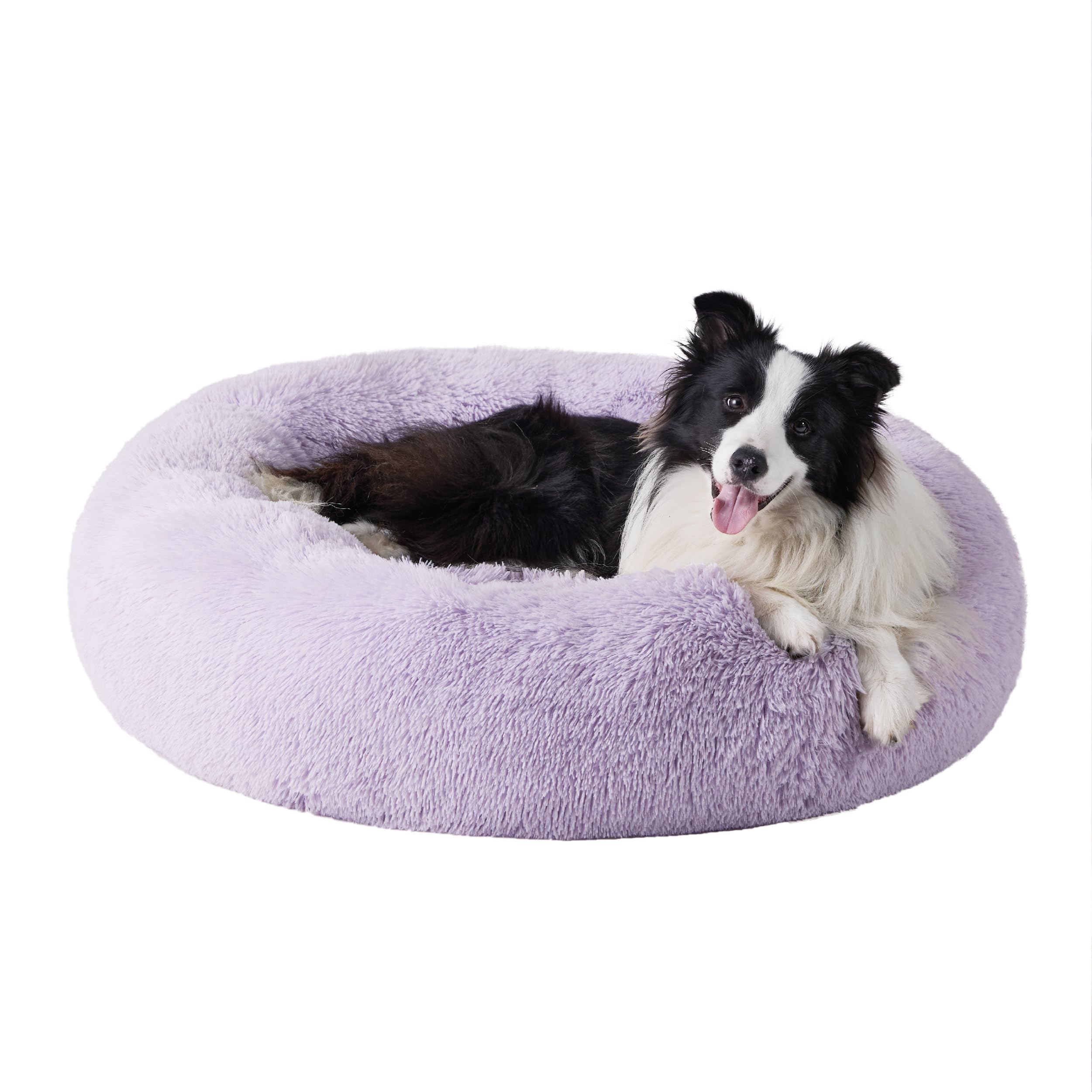 Bedsure Calming Dog Bed for Small Dogs - Donut Washable Small Pet Bed, 23 inches Anti-Slip Round Fluffy Plush Faux Fur Large Cat Bed, Fits up to 25 lbs Pets, Camel