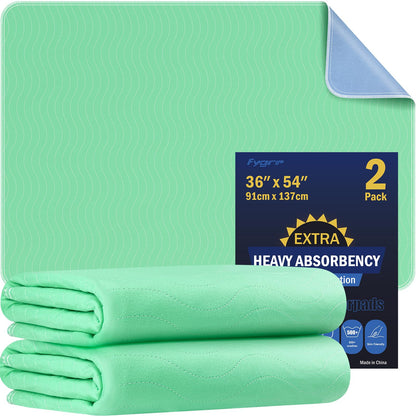 4 Pack 36” x 36” Extra Heavy Absorbency Washable Underpads, Waterproof Quick Drying Nursing Incontinence Reusable Washable Bed Pee Pads for Dogs, Diaper Changing & Adults, Green