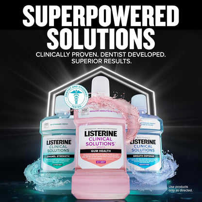 Listerine Clinical Solutions Gum Health Antiseptic Mouthwash, Antigingivitis & Antiplaque Oral Rinse Helps Prevent Buildup & Immediately Kills Germs for Healthier Gums, ICY Mint, 1 L