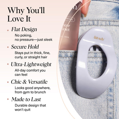Kitsch Medium Flat Claw Clips for Women - Stylish Flat Hair Clips, Strong Hold for Thick & Fine Hair | Non-Slip for Secure, Comfortable All-Day Wear | Ideal Gifts for Women - Tortoise Design