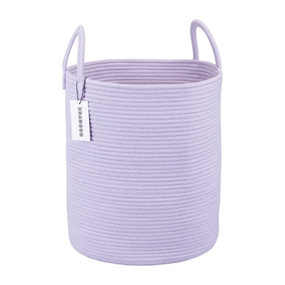 Cotton Rope Laundry Basket Hamper for Girls Kids Baby Nursery Hamper Bin Woven Storage Basket for Living Room Girls room Boho Tall Rope Baskets for Blanket Toys Large light pink