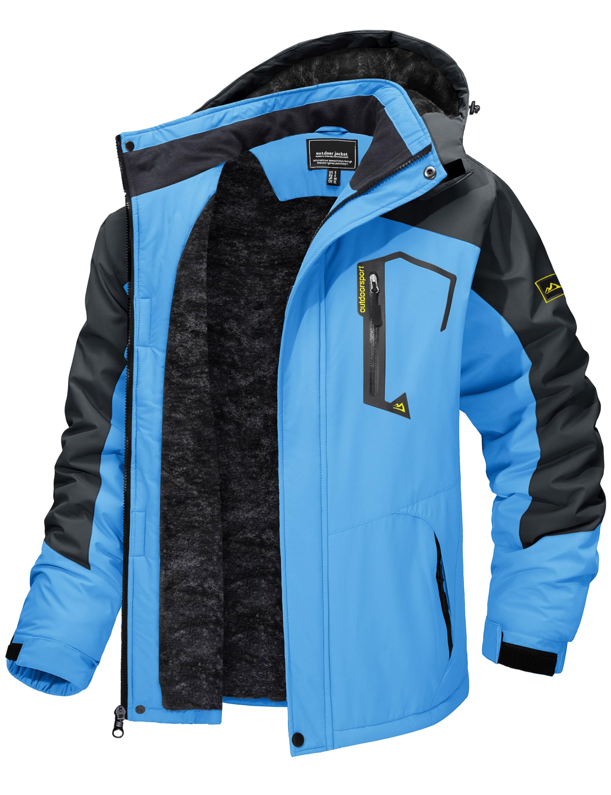 TACVASEN Men's Winter Skiing Jackets Water Resistant Fleece Coats Insulated Thermal Snowboard Jacket Parka Raincoat with Hood