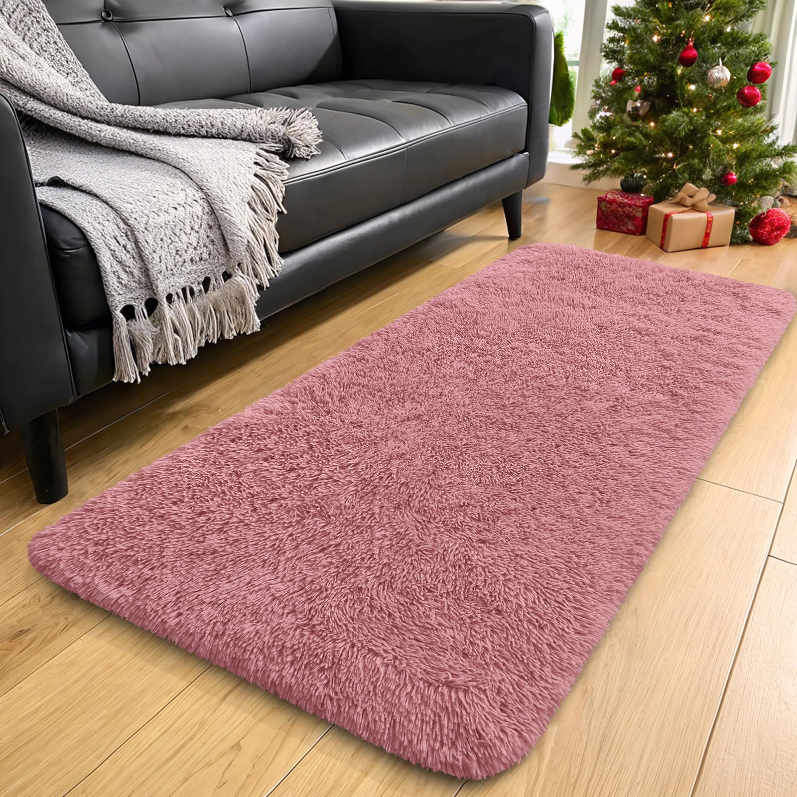 OLANLY Area Rugs for Living Room Bedroom, Machine Washable 4x5.9 ft Soft Fluffy Shaggy Bedside Rug, Indoor Floor Carpet for Kids Girls and Boys, Dorms, Nursery Rooms, Home Decor Aesthetic, Grey