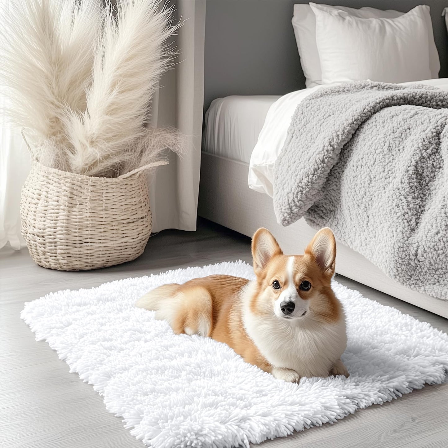 OLANLY Area Rugs for Living Room Bedroom, Machine Washable 4x5.9 ft Soft Fluffy Shaggy Bedside Rug, Indoor Floor Carpet for Kids Girls and Boys, Dorms, Nursery Rooms, Home Decor Aesthetic, Grey