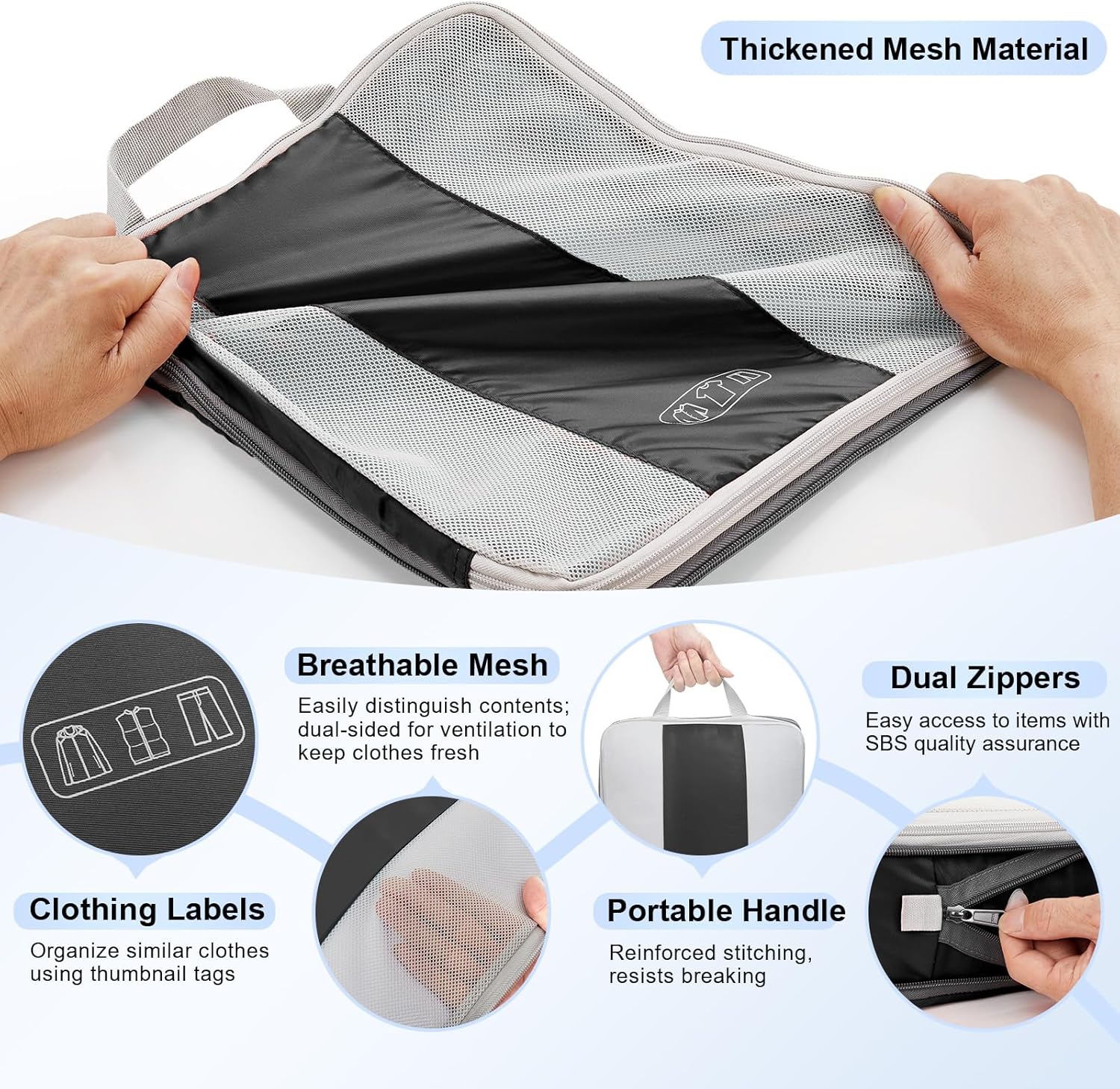 10 Set Compression Packing Cubes for Travel Essentials,Compressible Expandable Packing Cubes for Suitcase,OlarHike Luggage Organizer Bags for Travel,Handy Helper for Organizing Clothes(Black)