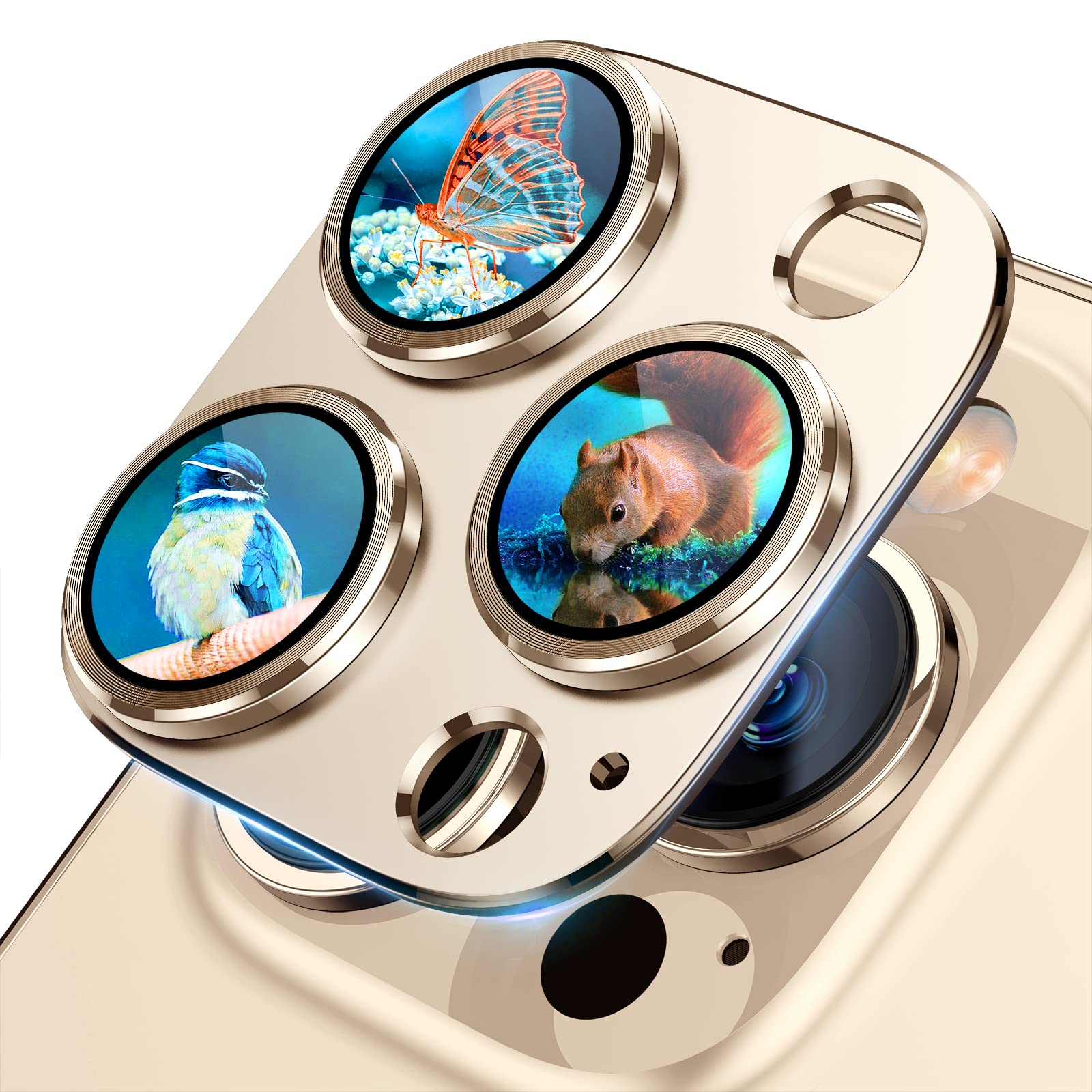 Uyiton Compatible with iPhone 17 Pro Max Camera Lens Protector - [Not Easy to Break][Strong Adsorption][Case-Friendly] Metal Tempered Glass Rear Camera Screen Cover - Deep Blue