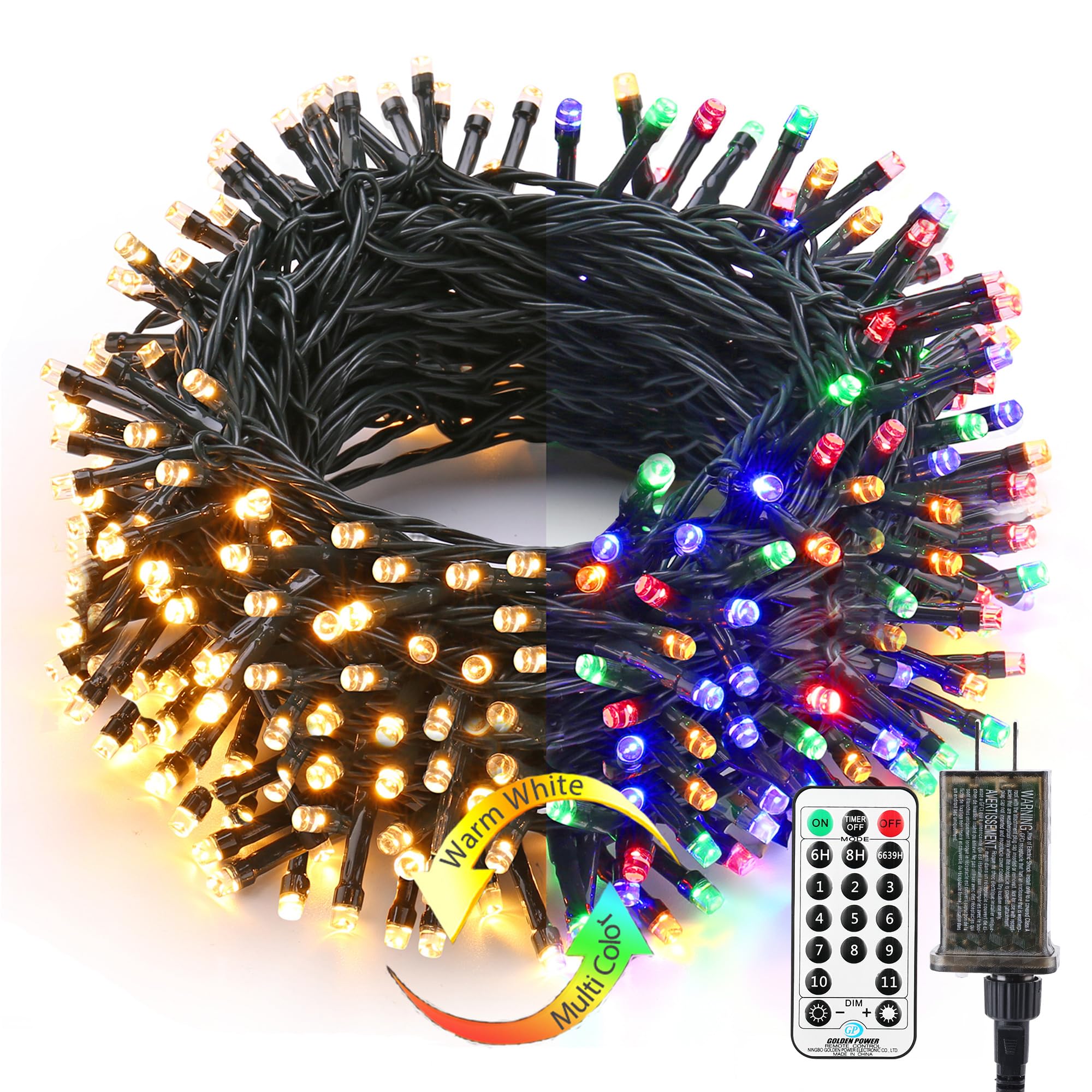 Brizled Christmas Lights, 344.16ft 1000 LED Color Changing Christmas String Lights with Remote, 11 Modes Xmas Tree Light Warm White & Multicolor Xmas Light Green Wire for Home Wedding Party