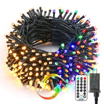 Brizled Christmas Lights, 344.16ft 1000 LED Color Changing Christmas String Lights with Remote, 11 Modes Xmas Tree Light Warm White & Multicolor Xmas Light Green Wire for Home Wedding Party