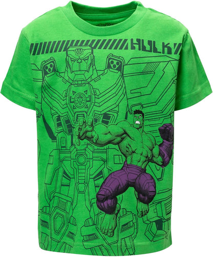 Marvel Avengers Spider-Man Mech Strike 4 Pack Cosplay Athletic T-Shirts Toddler to Big Kid Sizes (2T - 18-20)