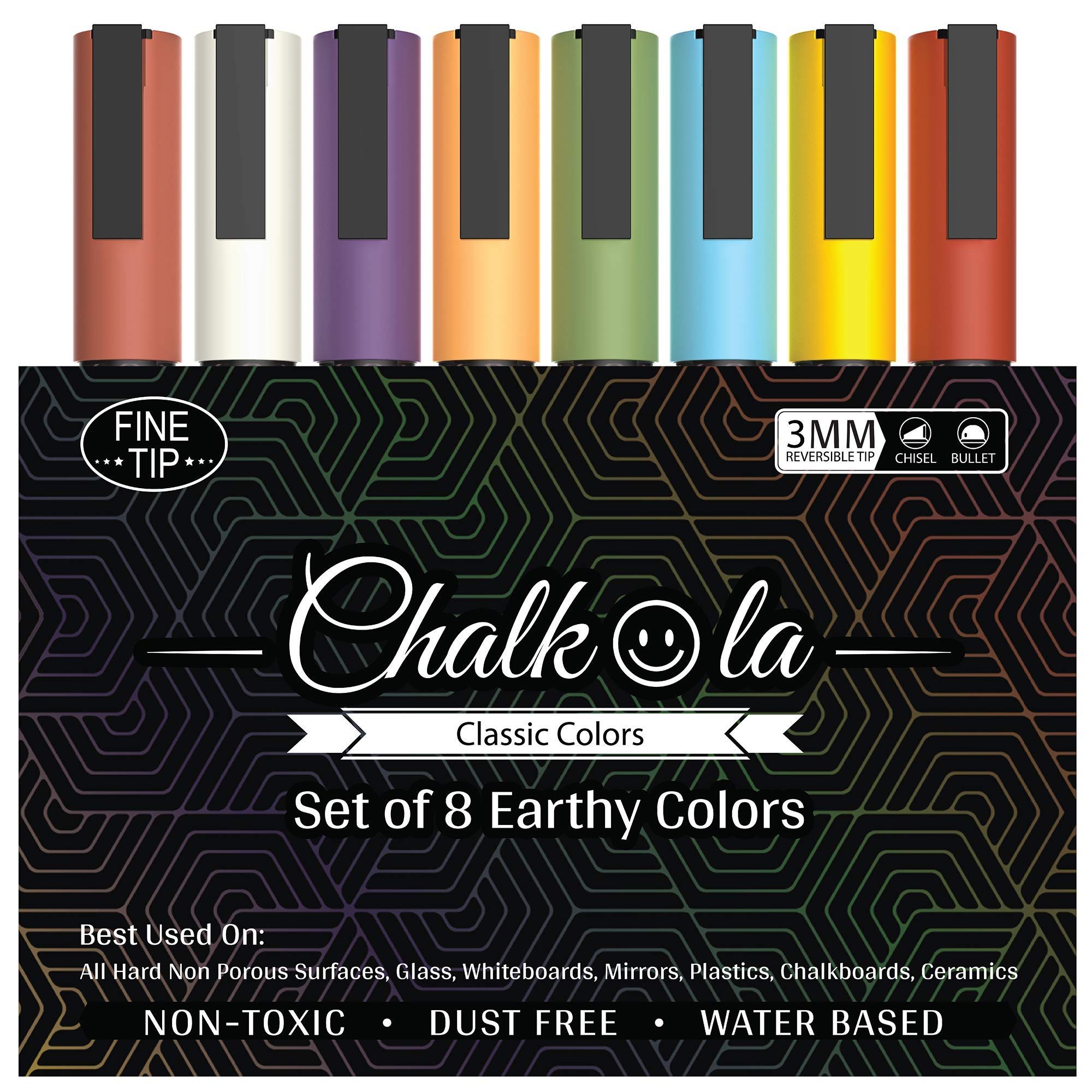 Chalk Markers Fine Tip (10 Pack, 1mm Extra Fine Point) - Neon Liquid Chalk Pens for Blackboards, Chalkboard, Bistro, Car Windows, Dry Erase Boards, Glass - Thin, Wet Erase, Erasable Chalkboard Markers