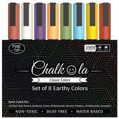 Chalk Markers Fine Tip (10 Pack, 1mm Extra Fine Point) - Neon Liquid Chalk Pens for Blackboards, Chalkboard, Bistro, Car Windows, Dry Erase Boards, Glass - Thin, Wet Erase, Erasable Chalkboard Markers
