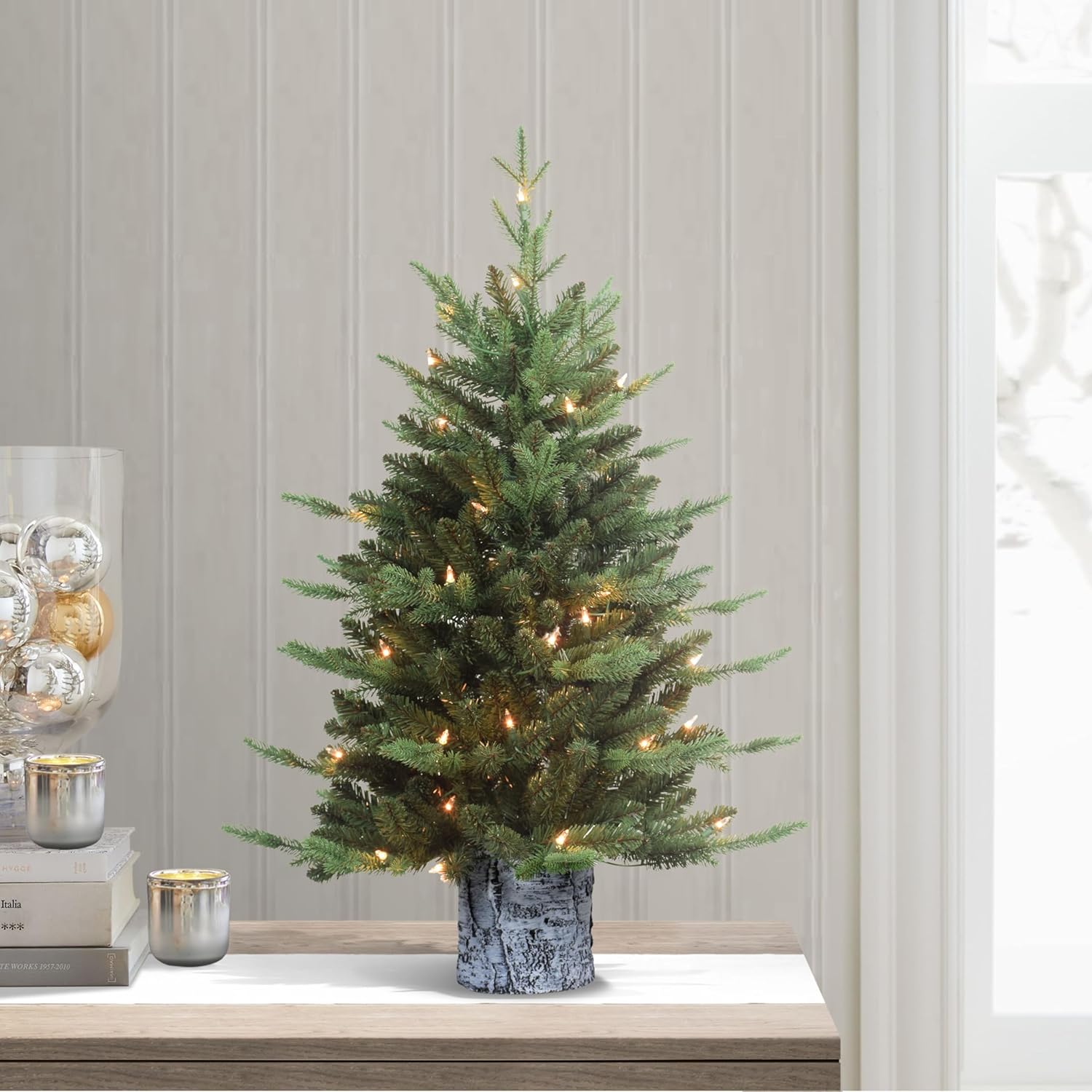 Puleo International Pre-Lit 3' Potted Artificial Christmas Tree with 50 Lights, Green