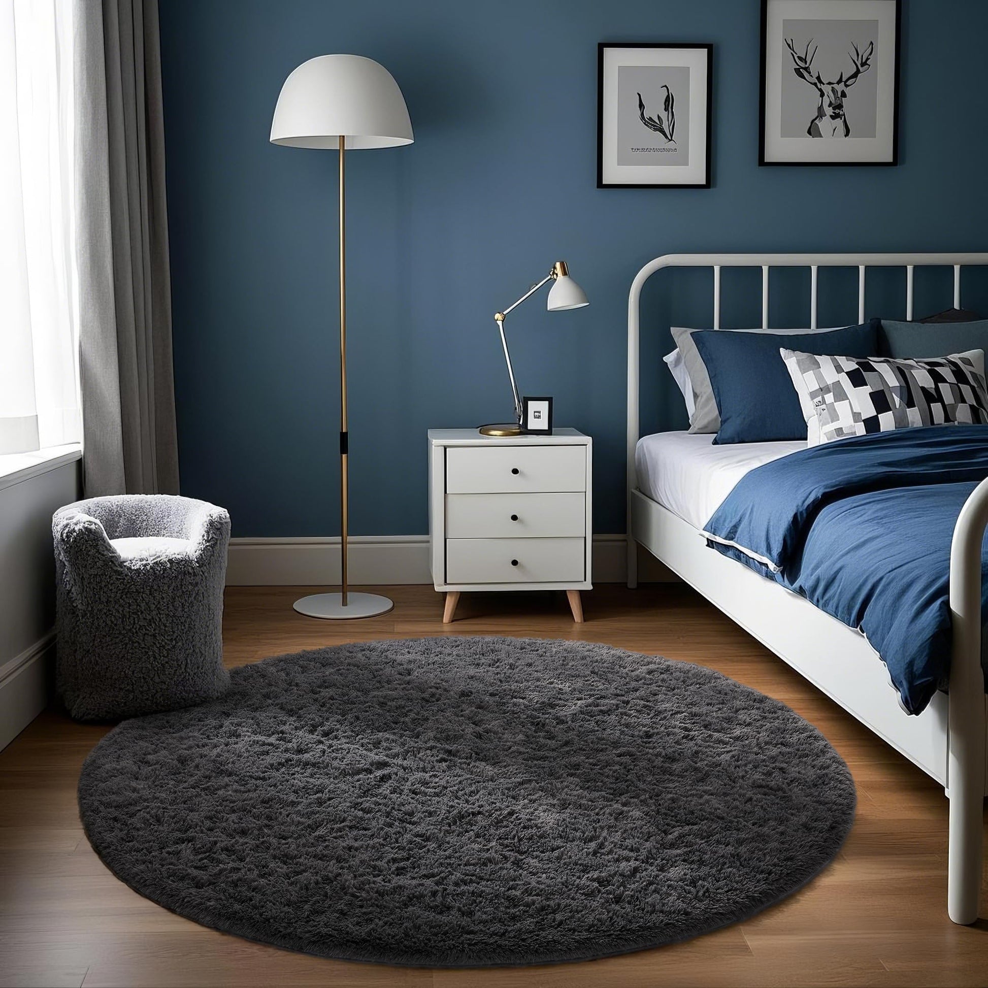 Ophanie Area Rugs for Bedroom Living Room, Grey Fluffy Fuzzy Shag Shaggy Soft Plush Carpet, 4x6 Indoor Floor Gray Rug for Kids Home Dorm Decor Aesthetic
