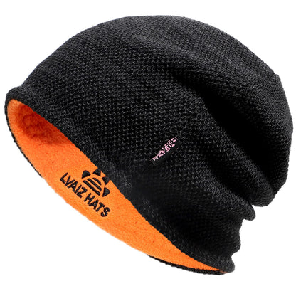 Lvaiz Mens Winter Beanie Hat Warm Fleece Lined Skull Cap for Men Reversible Women Windproof Watch Hat Knit Warm Unisex Beanie