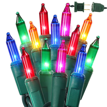 BrizLabs Steady On & Twinkle Christmas Lights - 100-ct Clear Outdoor Connectable Incandescent Mini Lights, Warm White String Lights for Xmas Tree, Indoor Holiday Party