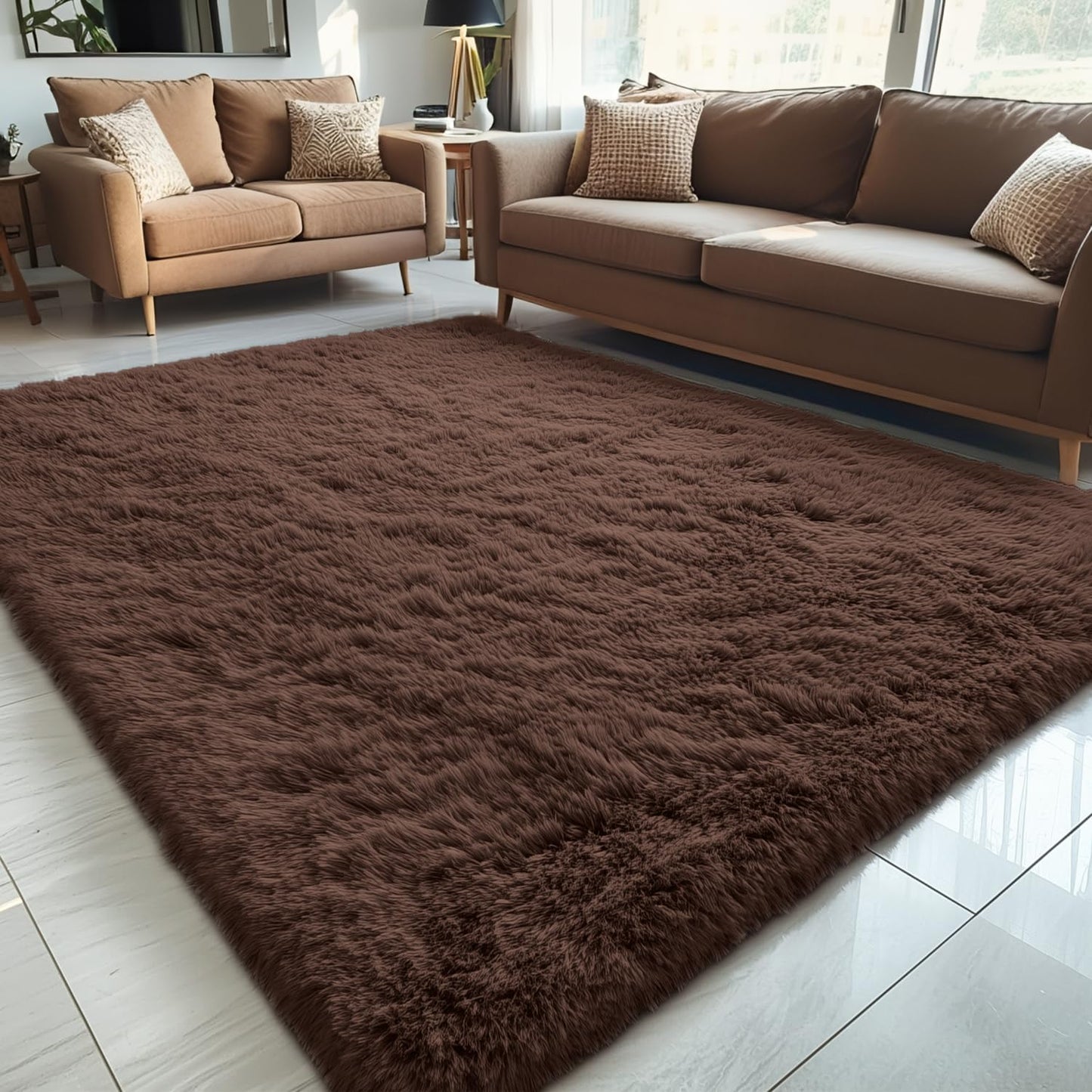 OLANLY Area Rugs for Living Room Bedroom, Machine Washable 4x5.9 ft Soft Fluffy Shaggy Bedside Rug, Indoor Floor Carpet for Kids Girls and Boys, Dorms, Nursery Rooms, Home Decor Aesthetic, Grey