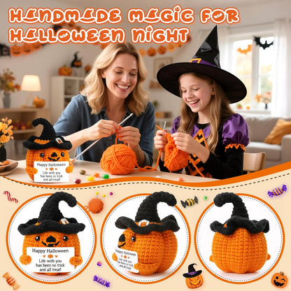 BdayPtion Mini Pumpkin Halloween Boo Basket Stuffers Gifts for Kid Women Men Spooky Halloween Decorations Indoor Gifts for Teen Girl Boy, Thanksgiving Decorations, Handmade Crochet Pumpkin Decor