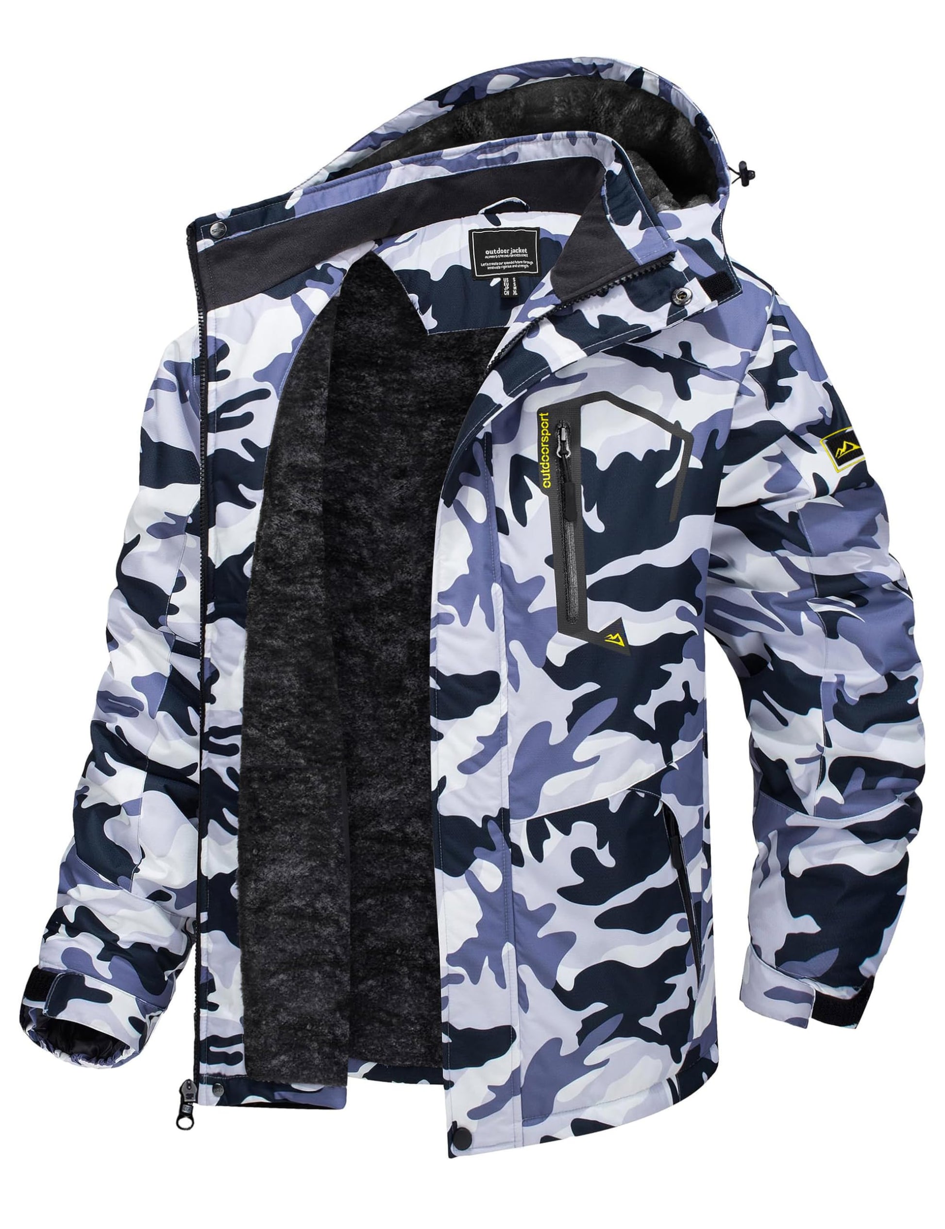 TACVASEN Men's Winter Skiing Jackets Water Resistant Fleece Coats Insulated Thermal Snowboard Jacket Parka Raincoat with Hood