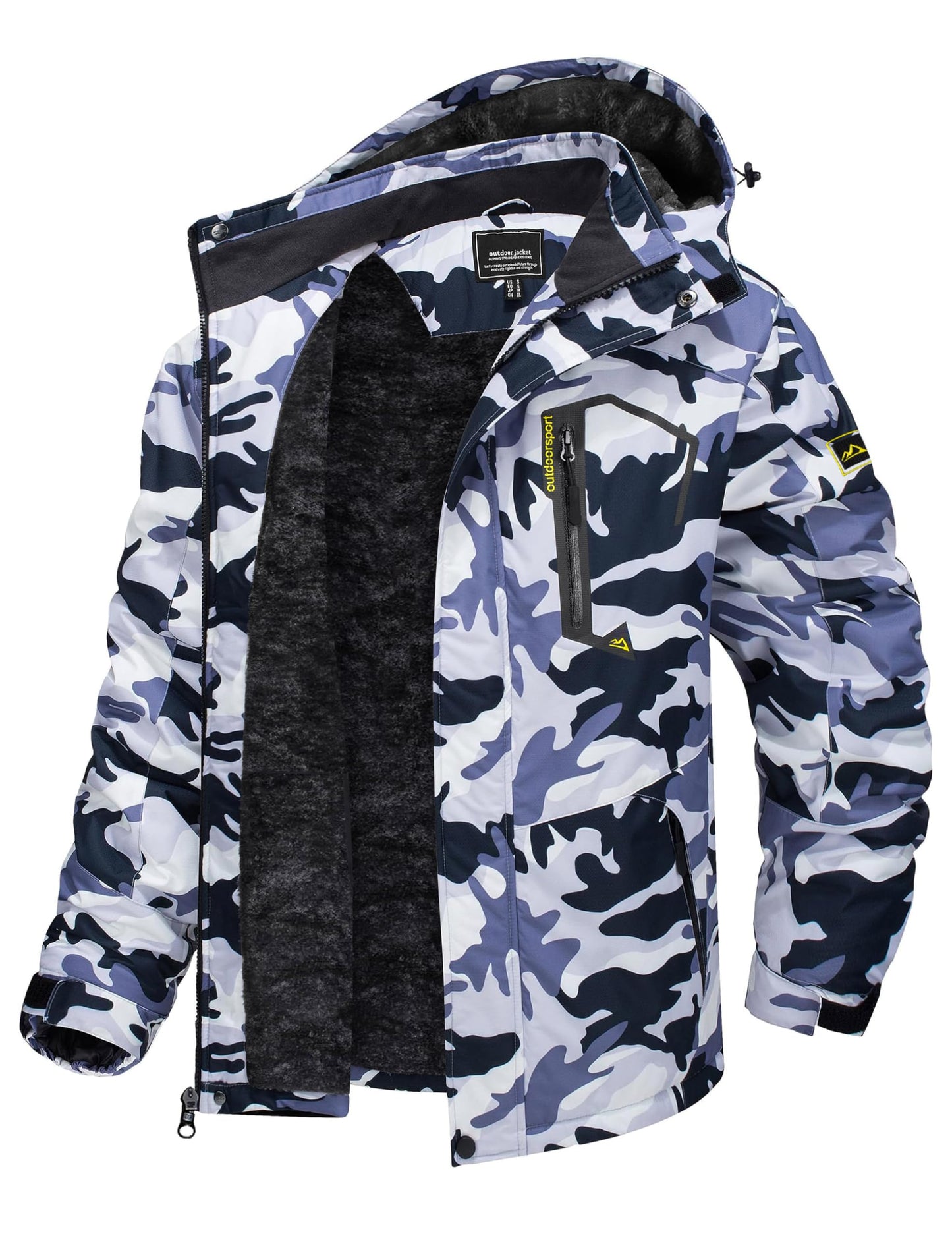 TACVASEN Men's Winter Skiing Jackets Water Resistant Fleece Coats Insulated Thermal Snowboard Jacket Parka Raincoat with Hood