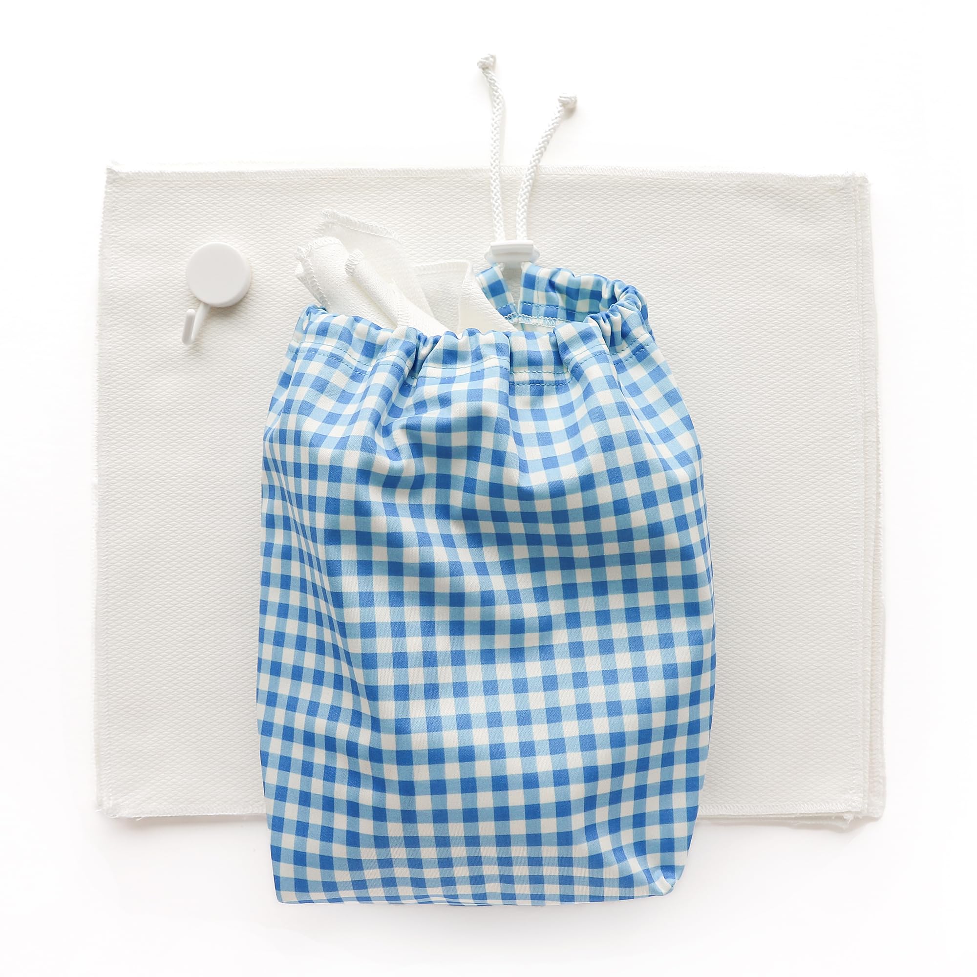 Esembly Paperless Towel Roll - Reusable Kitchen Towels 12-Pack Washable Cotton with Laundry Bag & Hook - Zero-Waste, Absorbent, Washable - Botany