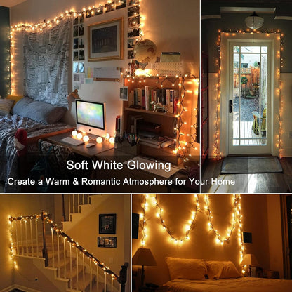 BrizLabs Clear Christmas Lights Outdoor 300 Count 69.6ft Incandescent Christmas Lights Connectable Warm White Light String UL Certified Xmas Mini Light Green Wire for Indoor Tree Holiday Party Decor