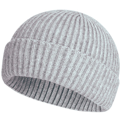 ROYBENS Swag Wool Knit Cuff Short Fisherman Beanie for Men Women, Winter Warm Hats