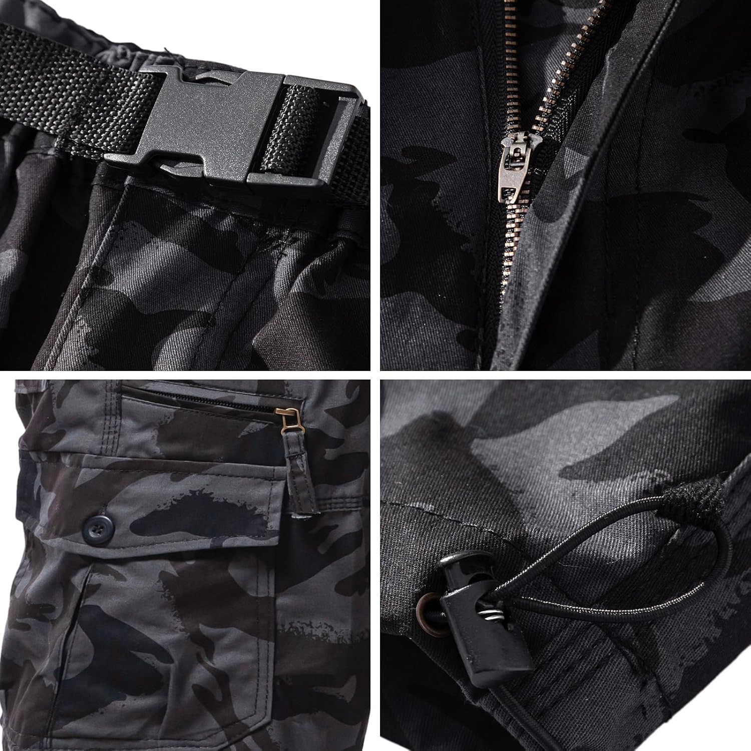 Mylldey Men's Cargo Shorts 3/4 Relaxed Fit Mens Running Shorts 7 Pockets Elastic Waist Cotton Hiking Shorts