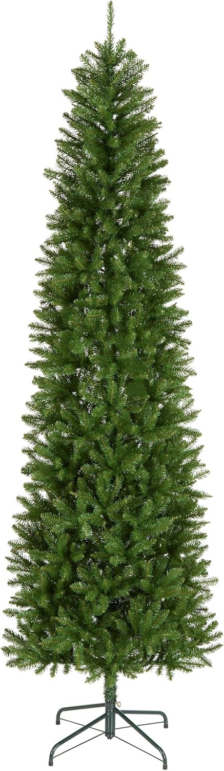 National Tree Company 9 ft Unlit Kingswood Fir Slim Artificial Christmas Tree, 1,443 Tips, Includes Stand, Green